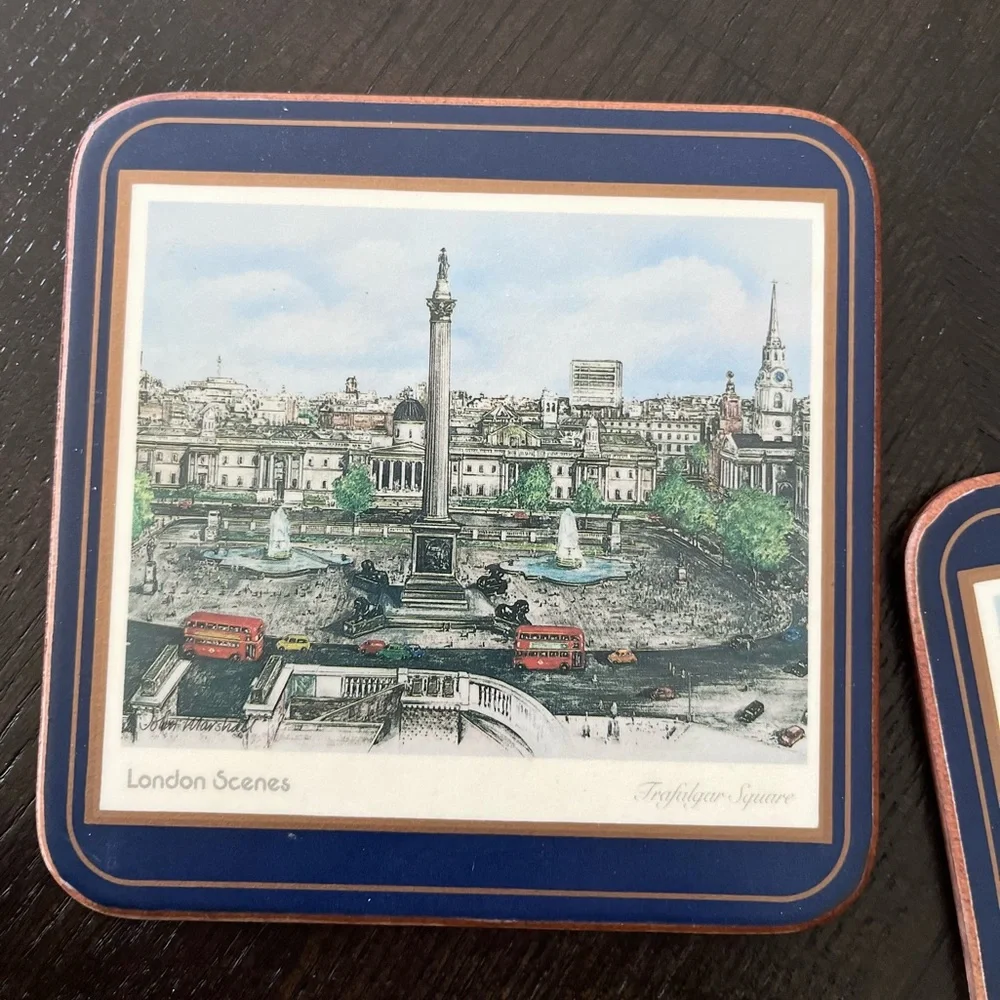 Vintage Pimpernel London Landmarks Coasters Set of 6 Made in England Cork Back